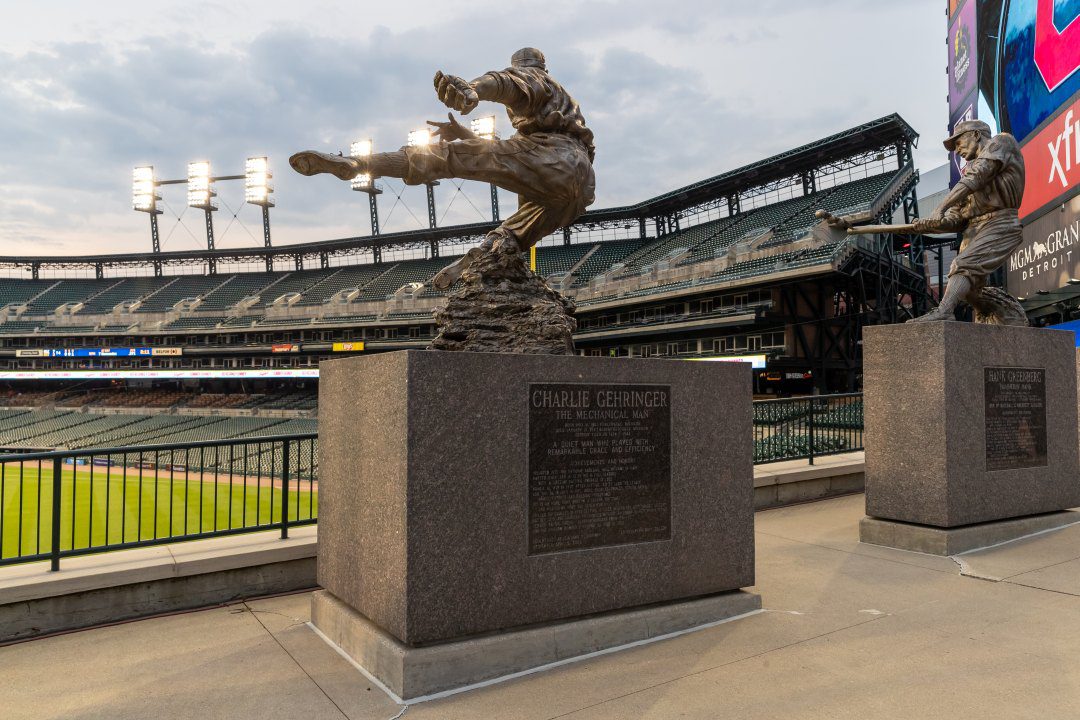 Detroit Tigers Mascot Statue outside Comerica Park