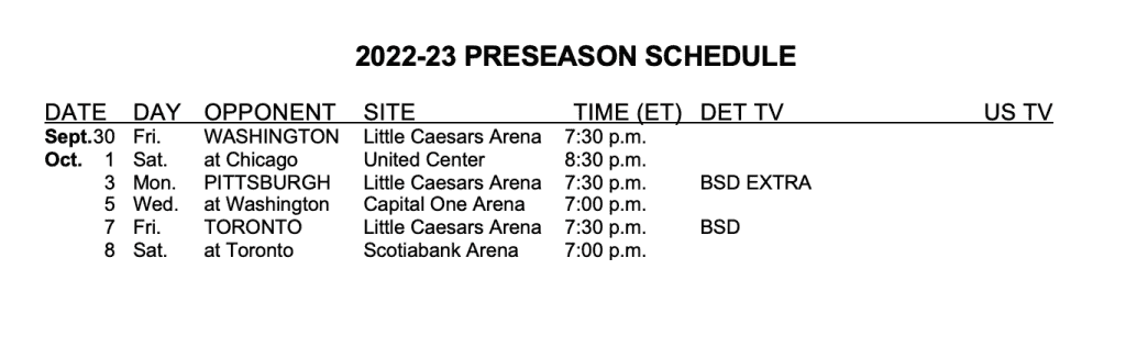 Detroit Red Wings Announce 2023-24 Preseason Schedule - Ilitch Companies  News Hub