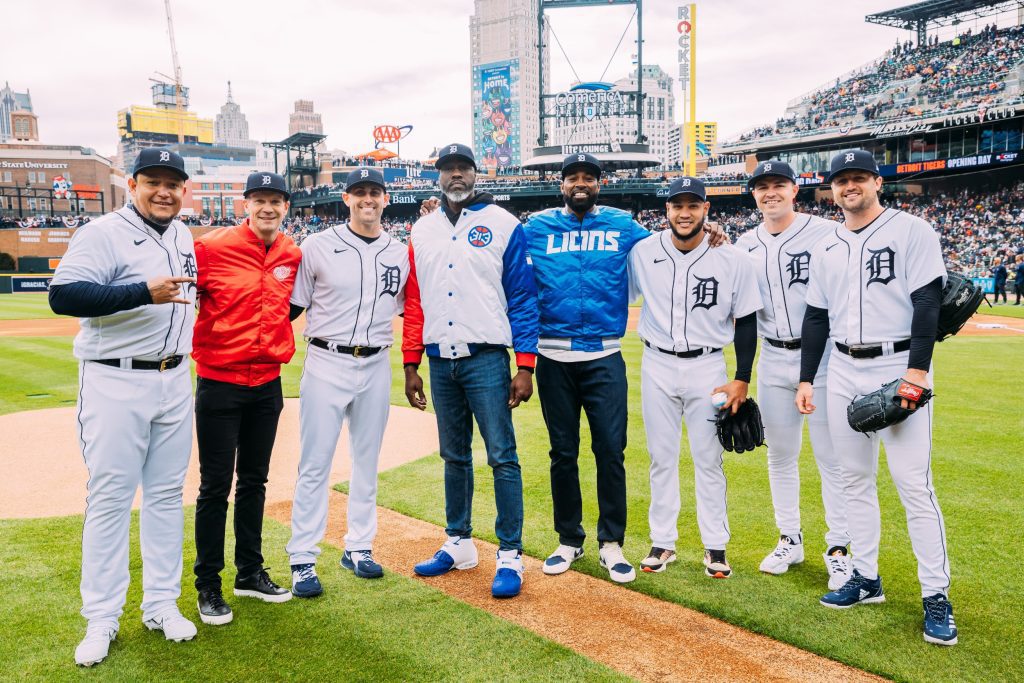 Iconic moment: Detroit sports legends gather for first pitch at Tigers  Opening Day