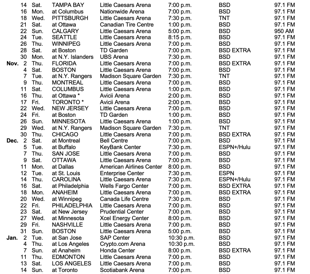 Detroit Red Wings Announce 2023-24 Preseason Schedule - Ilitch Companies  News Hub